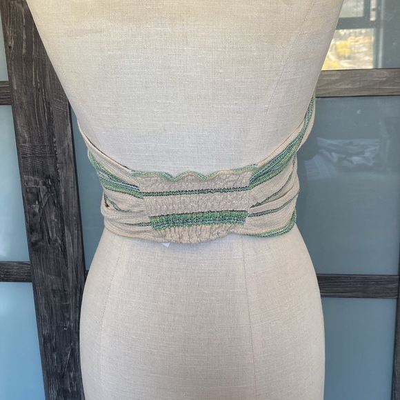 Zara “The Beth Top” in striped woven cotton with halter neck. Elastic at back. S - Picture 5 of 15